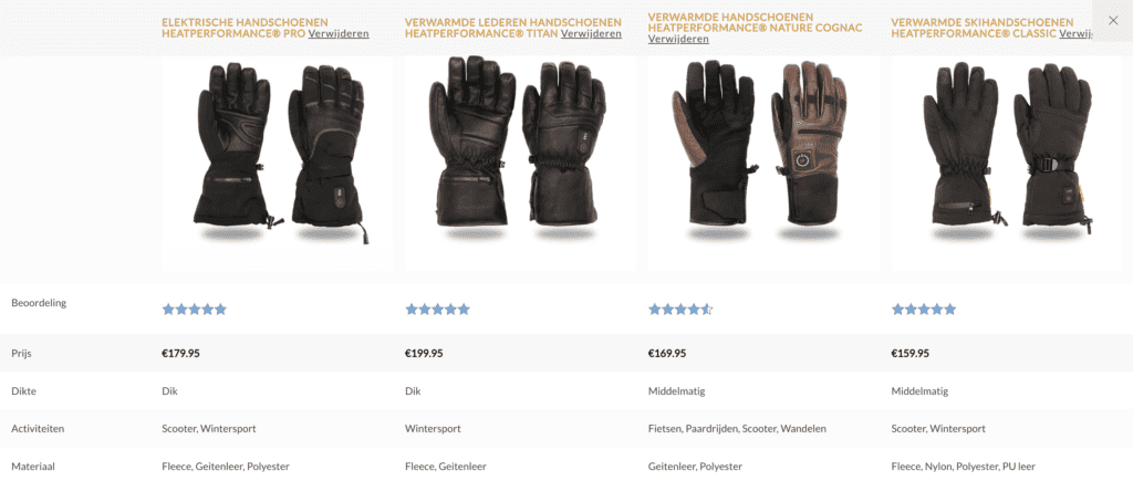 heated gloves in a row