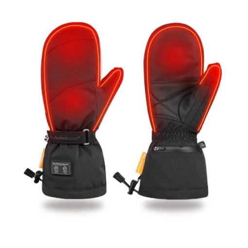 Verwarmde handschoenen Dual Heating – Wanten met voor- en achterkant verwarming op een witte achtergrond