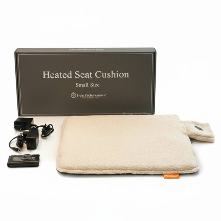 verwarmd zitkussen met oplader en batterij